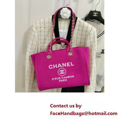 chanel Mixed Fibers, Calfskin  &  Gold-Tone Metal shopping bag fuchsia 2024